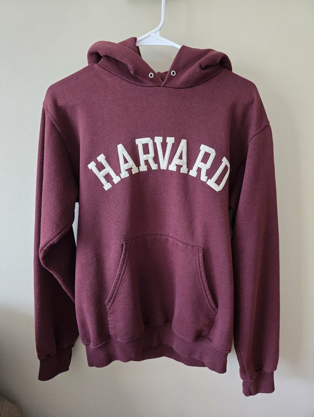 Vintage 1990s Champion Harvard Univ Burgundy Hoodie, Raised Stitched Letters